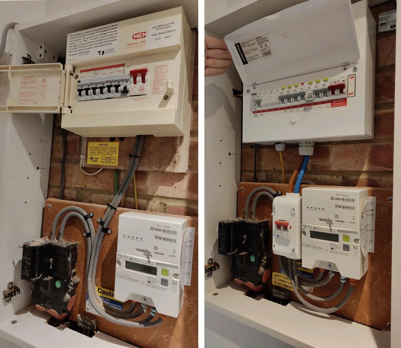 Consumer unit upgrade, before and after