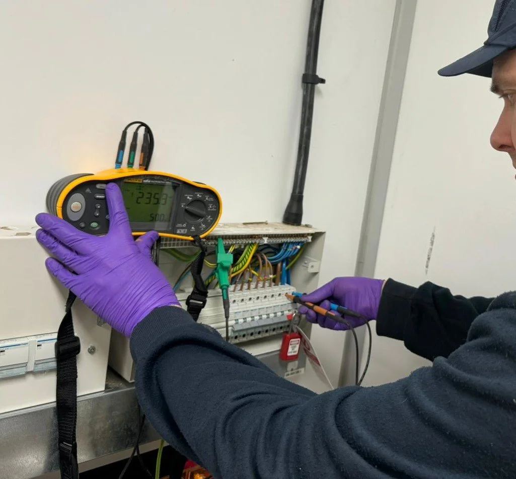 Jamie testing an electrical installation