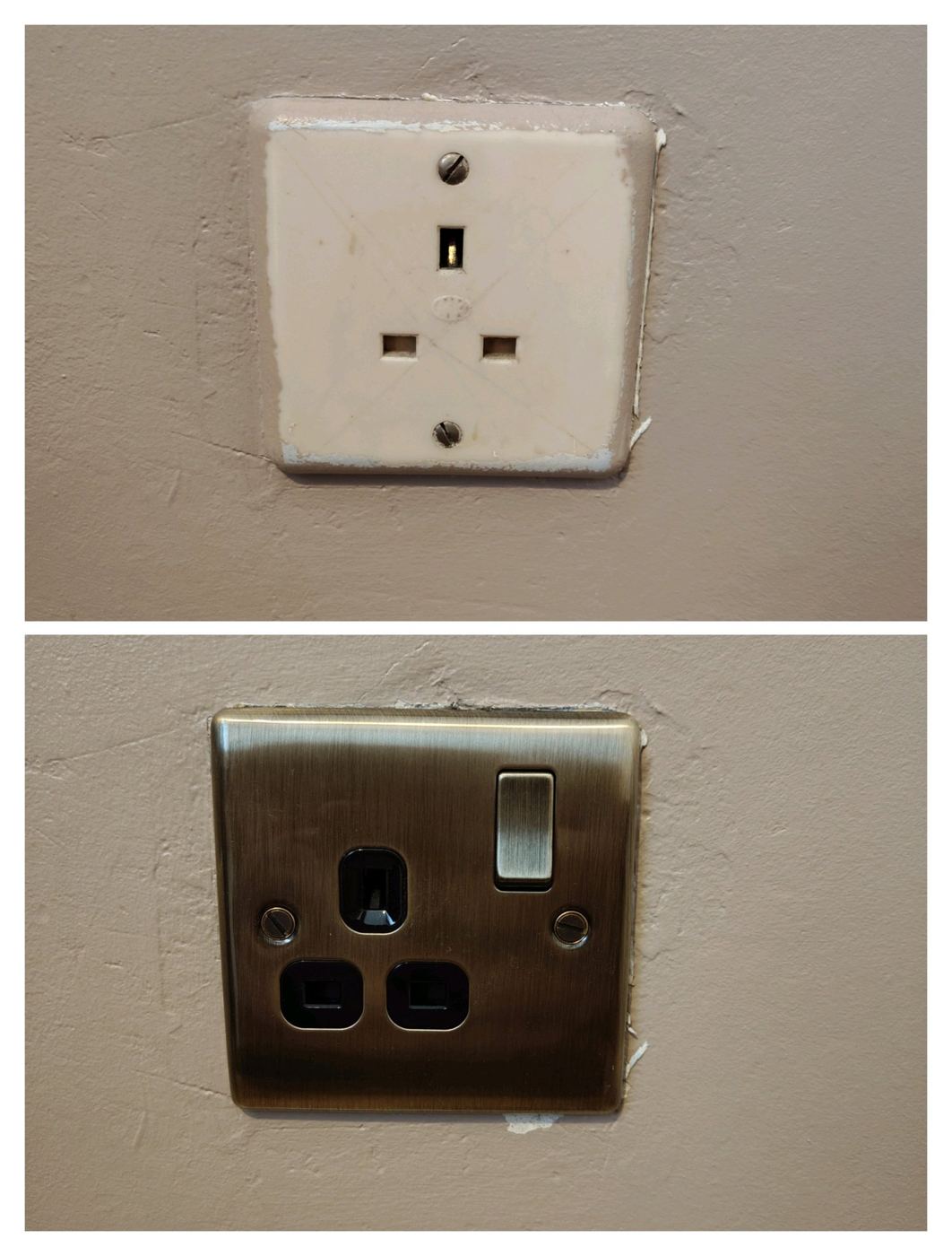 Old socket replaced with a modern one